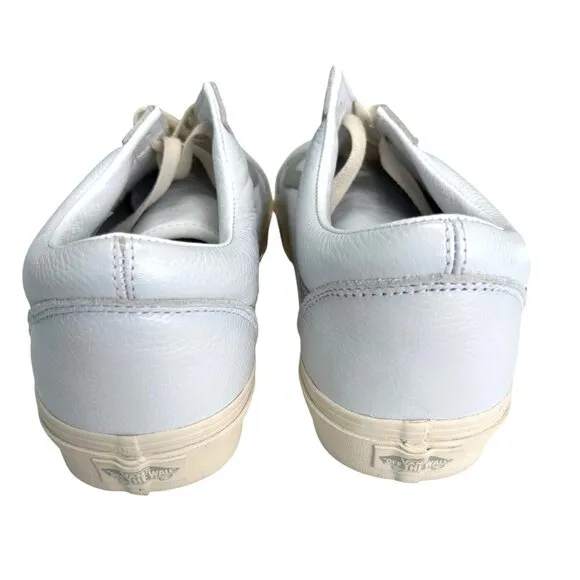 Vans Old Skool Low Top Unisex Sneakers White Gray Leather Women 13 Men 11.5 New