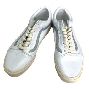 Vans Old Skool Low Top Unisex Sneakers White Gray Leather Women 13 Men 11.5 New