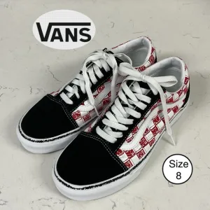 Vans Old Skool Sketch Checkerboard Skate Shoe Black/Red White Men 6.5 - Women 8