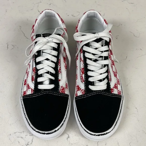 Vans Old Skool Sketch Checkerboard Skate Shoe Black/Red White Men 6.5 - Women 8