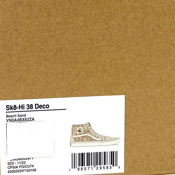 VANS Sk8-Hi 38 Decon Shoe Sand Canvas Men's Size Sneakers Skate VN0A4BX62ZA