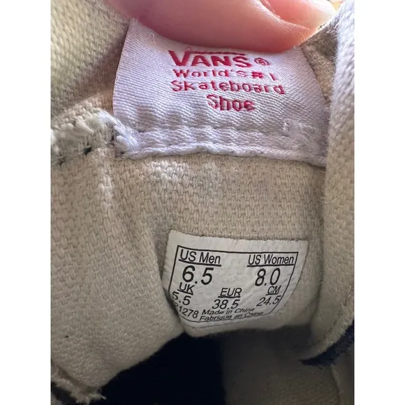 Vans Sk8-Hi High Top Skate Shoes Sneakers Black White Classic Men 6.5 or 8 Women