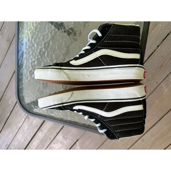 Vans Sk8-Hi High Top Skate Shoes Sneakers Black White Classic Men 6.5 or 8 Women
