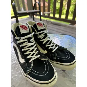 Vans Sk8-Hi High Top Skate Shoes Sneakers Black White Classic Men 6.5 or 8 Women