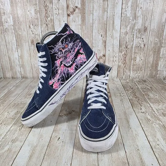 Vans‎ SK8-Hi Navy Pink Lightning Graphic High Top Sneakers Skate Shoes Men's 8