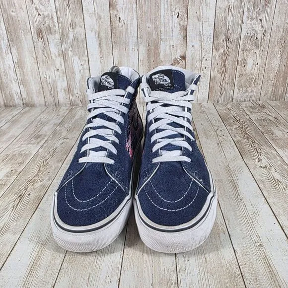 Vans‎ SK8-Hi Navy Pink Lightning Graphic High Top Sneakers Skate Shoes Men's 8