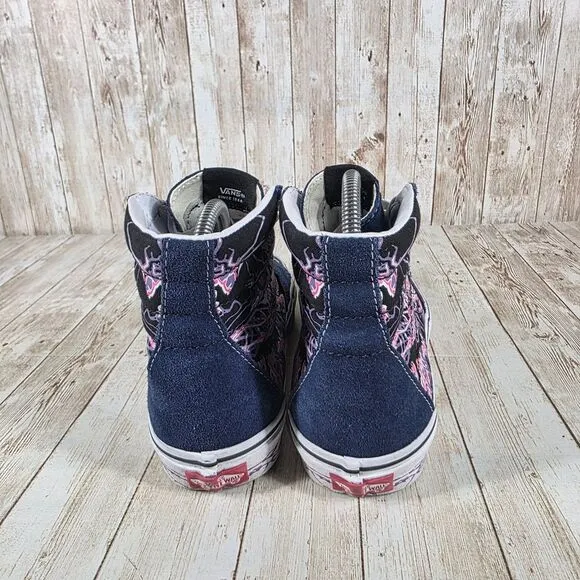 Vans‎ SK8-Hi Navy Pink Lightning Graphic High Top Sneakers Skate Shoes Men's 8