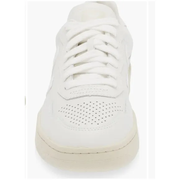 Veja V-90 Leather Sneakers Perforated White Casual Shoes Women's Size 10