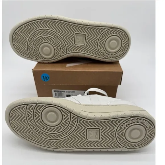 Veja V-90 Leather Sneakers Perforated White Casual Shoes Women's Size 10