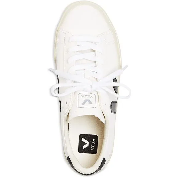 Veja Womens White Lace-Up Leather Casual And Fashion Sneakers New