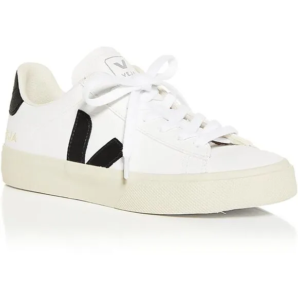 Veja Womens White Lace-Up Leather Casual And Fashion Sneakers New