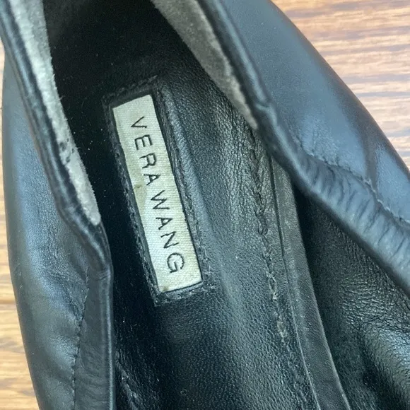 VERA WANG Leather Crystal Embellishments Ballet Flats