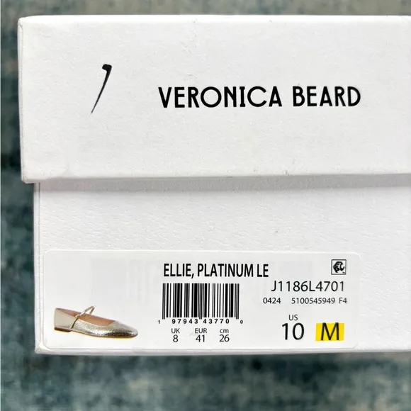 Veronica Beard Ellie Metallic Flat in Platinum NEW