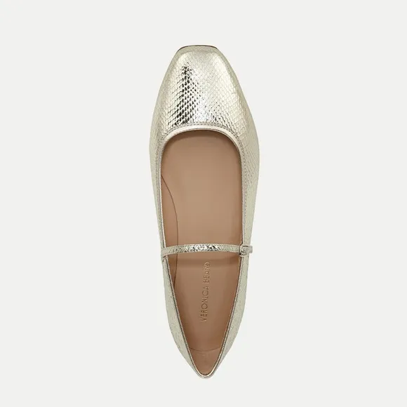 Veronica Beard Ellie Metallic Flat in Platinum NEW