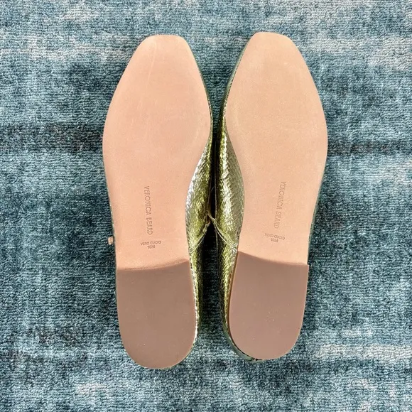 Veronica Beard Ellie Metallic Flat in Platinum NEW