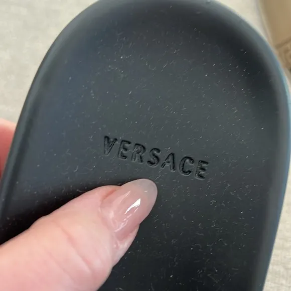 Versace Mens Palazzo Metallic Rubber Slides Bronze/Black size 10 (43) BRAND NEW