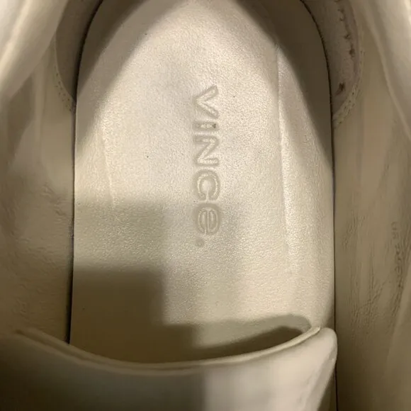 Vince Authentic Solid Bone Ivory White Leather Slip On Fashion Sneakers 7