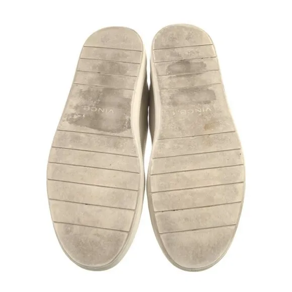 Vince Authentic Solid Bone Ivory White Leather Slip On Fashion Sneakers 7