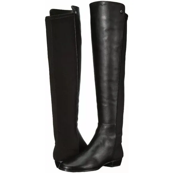 Vince Camuto Karita Women's Black Leather Pull On Over The Knee Riding Boot 5M