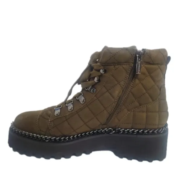 VINCE Camuto Maissa Quilted suede chain detail Chunky lug sole hiker sty…