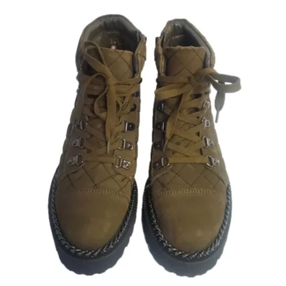 VINCE Camuto Maissa Quilted suede chain detail Chunky lug sole hiker sty…