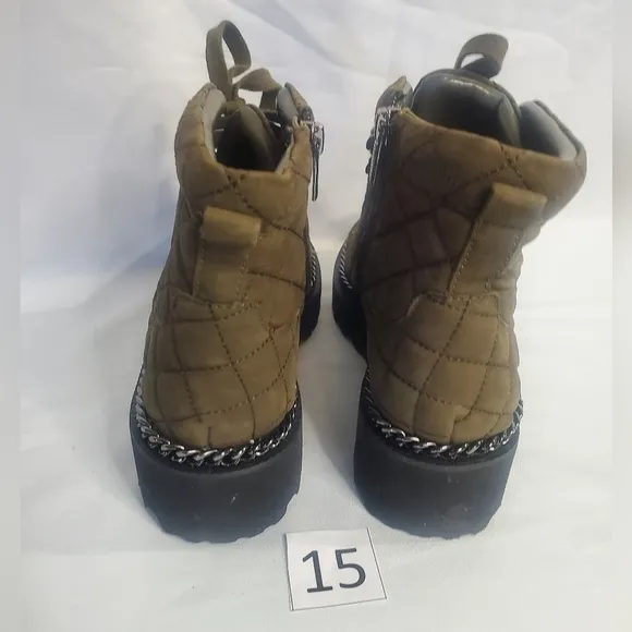 VINCE Camuto Maissa Quilted suede chain detail Chunky lug sole hiker sty…