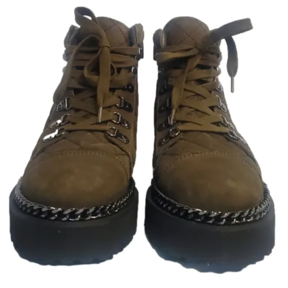 VINCE Camuto Maissa Quilted suede chain detail Chunky lug sole hiker sty…