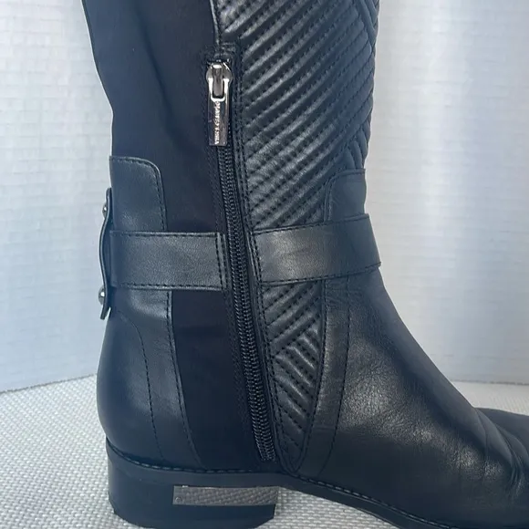 Vince Camuto Pordalia Riding Boots Size 7 Black Over-The-Knee 1 1/4&quot; Heel EUC