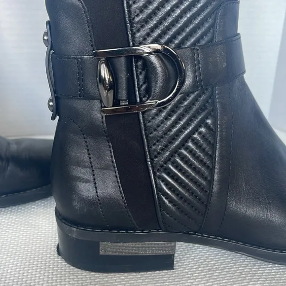 Vince Camuto Pordalia Riding Boots Size 7 Black Over-The-Knee 1 1/4&quot; Heel EUC