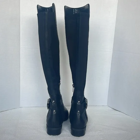 Vince Camuto Pordalia Riding Boots Size 7 Black Over-The-Knee 1 1/4&quot; Heel EUC
