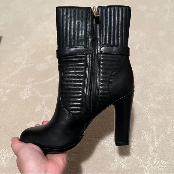 Vince Camuto Quilted Black Leather Heeled Boots