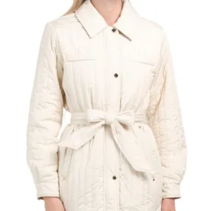 Vince Camuto Quilted Jacket Off-White w/ Gold &amp; Gold Tone Hardware Size M- NWT