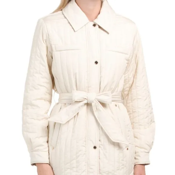 Vince Camuto Quilted Jacket Off-White w/ Gold &amp; Gold Tone Hardware Size M- NWT