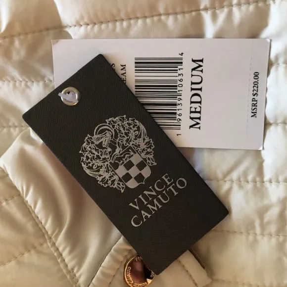 Vince Camuto Quilted Jacket Off-White w/ Gold &amp; Gold Tone Hardware Size M- NWT