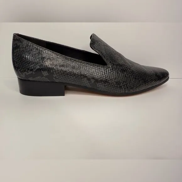 Vince Lena Snakeskin-Embossed Leather Loafers Size 8.5