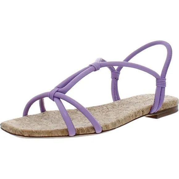 Vince NWOB Women's Hazen Womens Leather Flats T-Strap Sandals Purple Size 6M