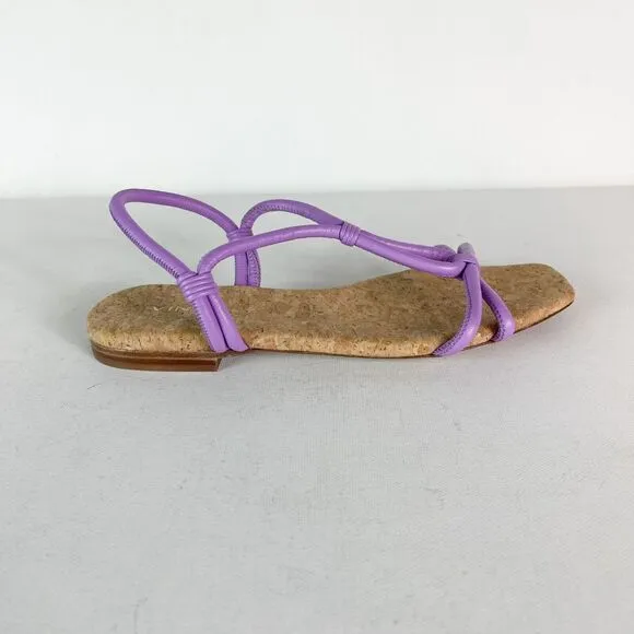 Vince NWOB Women's Hazen Womens Leather Flats T-Strap Sandals Purple Size 6M