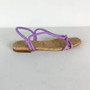 Vince NWOB Women's Hazen Womens Leather Flats T-Strap Sandals Purple Size 6M