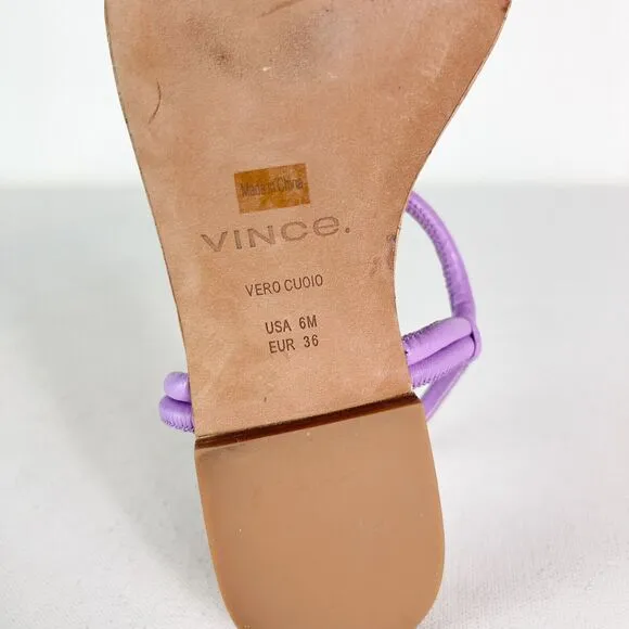 Vince NWOB Women's Hazen Womens Leather Flats T-Strap Sandals Purple Size 6M