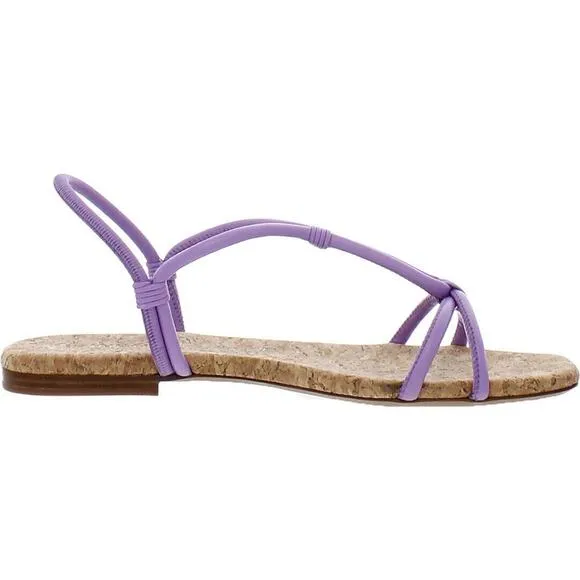Vince NWOB Women's Hazen Womens Leather Flats T-Strap Sandals Purple Size 6M