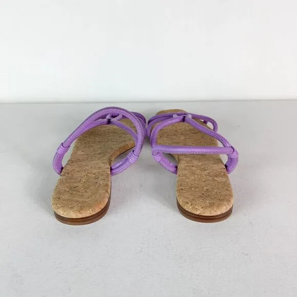 Vince NWOB Women's Hazen Womens Leather Flats T-Strap Sandals Purple Size 6M