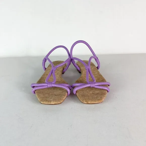 Vince NWOB Women's Hazen Womens Leather Flats T-Strap Sandals Purple Size 6M