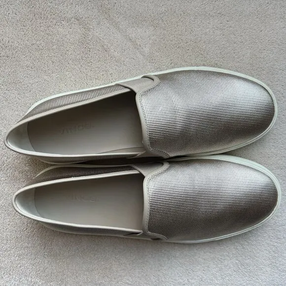 Vince Preston Gold Metallic Leather Slip On Sneaker Flat Comfort Shoe EU 38 US 8