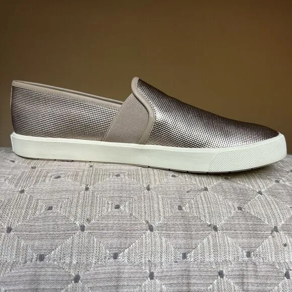 Vince Preston Gold Metallic Leather Slip On Sneaker Flat Comfort Shoe EU 38 US 8