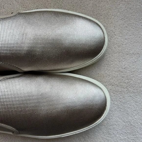 Vince Preston Gold Metallic Leather Slip On Sneaker Flat Comfort Shoe EU 38 US 8