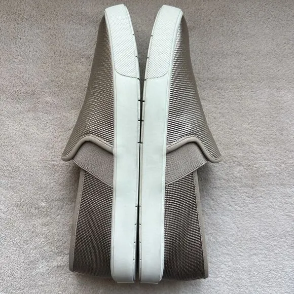 Vince Preston Gold Metallic Leather Slip On Sneaker Flat Comfort Shoe EU 38 US 8