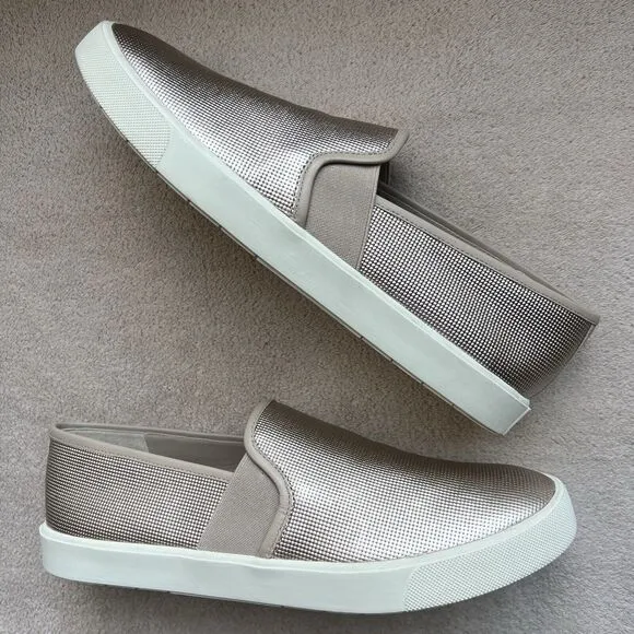 Vince Preston Gold Metallic Leather Slip On Sneaker Flat Comfort Shoe EU 38 US 8