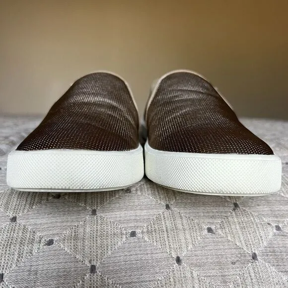 Vince Preston Gold Metallic Leather Slip On Sneaker Flat Comfort Shoe EU 38 US 8