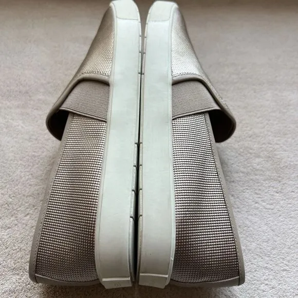 Vince Preston Gold Metallic Leather Slip On Sneaker Flat Comfort Shoe EU 38 US 8