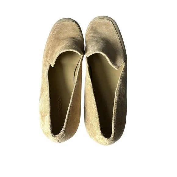 VINCE Vero Cuoio Lela Size 9 Loafer Women’s Tan Suede Slip-On Block‎ Heel #S93-8